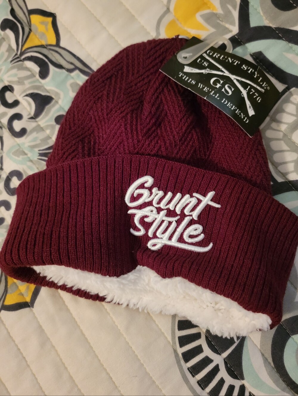 NWT Grunt Style Maroon Beanie with White Logo